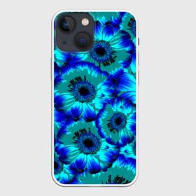 Чехол для iPhone 13 mini с принтом Голубые хризантемы в городе Новоалтайск,  |  | 8 марта | голубые хризантемы | голубые цветы | хризантемы | цветы