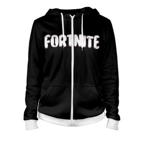 Женская толстовка 3D на молнии с принтом FORTNITE в городе Новоалтайск, 100% полиэстер | длина до линии бедра, манжеты и пояс оформлены мягкой тканевой резинкой, двухслойный капюшон со шнурком для регулировки, спереди молния, по бокам два кармана | fortnite | fortnite2 | logo | игра | логотип | призрак | тень | фортнайт