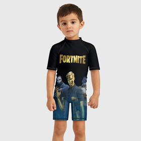 Детский купальный костюм 3D с принтом FORTNITE 2 SEASON (CHAPTER 2) в городе Новоалтайск, Полиэстер 85%, Спандекс 15% | застежка на молнии на спине | 12 season | 12 сезон | 2 chapter | 2 глава | 2 сезон | 2 часть | fortnite | новый | фортнайт