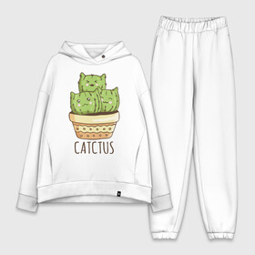 Женский костюм хлопок Oversize с принтом Catctus в городе Новоалтайск,  |  | art | cactus | cats | kittens | pot | арт | горшок | кактус | коты | котята | кошки