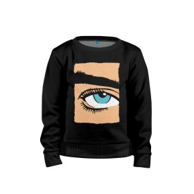 Детский свитшот хлопок с принтом Billie Eilish взгляд в городе Новоалтайск, 100% хлопок | круглый вырез горловины, эластичные манжеты, пояс и воротник | bad guy | billie eilish | duh | билли айлиш | билли эйлишь | взгляд | глаз | концерт | модная | музыка | певица | плакат | постер | прикольная | рисунок | смотрит | тур