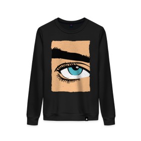 Женский свитшот хлопок с принтом Billie Eilish взгляд в городе Новоалтайск, 100% хлопок | прямой крой, круглый вырез, на манжетах и по низу широкая трикотажная резинка  | bad guy | billie eilish | duh | билли айлиш | билли эйлишь | взгляд | глаз | концерт | модная | музыка | певица | плакат | постер | прикольная | рисунок | смотрит | тур