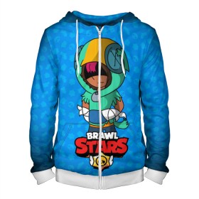 Мужская толстовка 3D на молнии с принтом brawl star original leon в городе Новоалтайск, 100% полиэстер | длина до линии бедра, манжеты и пояс оформлены мягкой тканевой резинкой, двухслойный капюшон со шнурком для регулировки, спереди молния, по бокам два кармана | leon | биби | бравл | бравлстарс | брок | ворон | джесси | дэрилл | леон | мортис | нита | пока | рикошет | роза | спайк | старс | тара | шелли