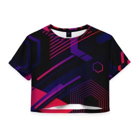 Женская футболка Crop-top 3D Modern Geometry: в городе Новоалтайск, 100% полиэстер | круглая горловина, длина футболки до линии талии, рукава с отворотами | abstract | design | geometry | line | modern | stripe | texture | геометрия | дизайн | линии | полосы | современный | спортивный | текстура