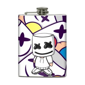 Фляга с принтом MARSHMELLO в городе Новоалтайск, металлический корпус | емкость 0,22 л, размер 125 х 94 мм. Виниловая наклейка запечатывается полностью | marshmello | music | зефир | зефирка | маршиеллоу | маска | музыка | музыкант