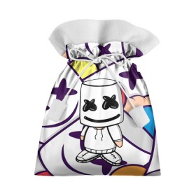 Подарочный 3D мешок с принтом MARSHMELLO в городе Новоалтайск, 100% полиэстер | Размер: 29*39 см | marshmello | music | зефир | зефирка | маршиеллоу | маска | музыка | музыкант