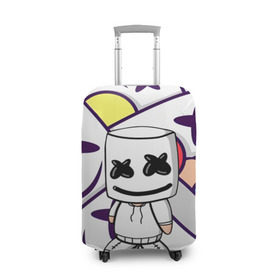 Чехол для чемодана 3D с принтом MARSHMELLO в городе Новоалтайск, 86% полиэфир, 14% спандекс | двустороннее нанесение принта, прорези для ручек и колес | marshmello | music | зефир | зефирка | маршиеллоу | маска | музыка | музыкант
