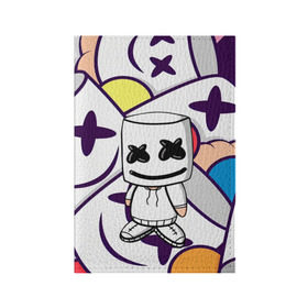 Обложка для паспорта матовая кожа с принтом MARSHMELLO в городе Новоалтайск, натуральная матовая кожа | размер 19,3 х 13,7 см; прозрачные пластиковые крепления | marshmello | music | зефир | зефирка | маршиеллоу | маска | музыка | музыкант