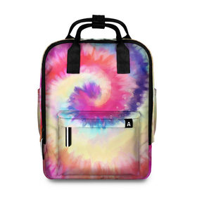 Женский рюкзак 3D с принтом Tie Dye vortex в городе Новоалтайск, 100% полиэстер | лямки с регулируемой длиной, сверху ручки, чтобы рюкзак нести как сумку. Основное отделение закрывается на молнию, как и внешний карман. Внутри два дополнительных кармана, один из которых закрывается на молнию. По бокам два дополнительных кармашка, куда поместится маленькая бутылочка
 | art | hype | maelstrom | swirl | tie dye | trend | vortex | акварель | акрил | арт | буйство | вихрь | дизайн | завихрение | краски | красок | тай дай | торнадо | тренд | трендовая | хайповая