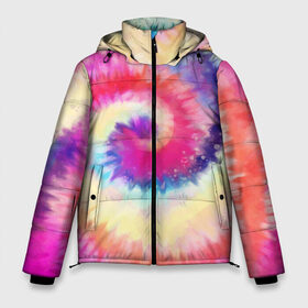 Мужская зимняя куртка 3D с принтом Tie Dye vortex в городе Новоалтайск, верх — 100% полиэстер; подкладка — 100% полиэстер; утеплитель — 100% полиэстер | длина ниже бедра, свободный силуэт Оверсайз. Есть воротник-стойка, отстегивающийся капюшон и ветрозащитная планка. 

Боковые карманы с листочкой на кнопках и внутренний карман на молнии. | Тематика изображения на принте: art | hype | maelstrom | swirl | tie dye | trend | vortex | акварель | акрил | арт | буйство | вихрь | дизайн | завихрение | краски | красок | тай дай | торнадо | тренд | трендовая | хайповая