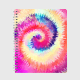 Тетрадь с принтом Tie Dye vortex в городе Новоалтайск, 100% бумага | 48 листов, плотность листов — 60 г/м2, плотность картонной обложки — 250 г/м2. Листы скреплены сбоку удобной пружинной спиралью. Уголки страниц и обложки скругленные. Цвет линий — светло-серый
 | art | hype | maelstrom | swirl | tie dye | trend | vortex | акварель | акрил | арт | буйство | вихрь | дизайн | завихрение | краски | красок | тай дай | торнадо | тренд | трендовая | хайповая