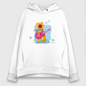 Женское худи Oversize хлопок с принтом Spring Cat в городе Новоалтайск, френч-терри — 70% хлопок, 30% полиэстер. Мягкий теплый начес внутри —100% хлопок | боковые карманы, эластичные манжеты и нижняя кромка, капюшон на магнитной кнопке | art | cat | flowers | guitar | music | notes | snowdrops | spring | арт | весна | гитара | кот | котик | музыка | ноты | подснежники | цветы