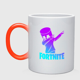Кружка хамелеон с принтом FORTNITE X MARSHMELLO | ФОРТНАЙТ в городе Новоалтайск, керамика | меняет цвет при нагревании, емкость 330 мл | Тематика изображения на принте: fortnite | fortnite 2 | fortnite x | marshmello | ninja | ninja hyper streamer | ninja streamer | streamer | tyler blevins | маршмелло | ниндзя | фортнайт | фортнайт 2 | фортнайт глава 2