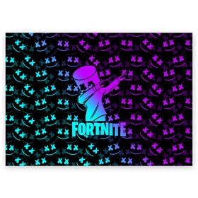 Поздравительная открытка с принтом FORTNITE X MARSHMELLO в городе Новоалтайск, 100% бумага | плотность бумаги 280 г/м2, матовая, на обратной стороне линовка и место для марки
 | Тематика изображения на принте: fortnite | fortnite 2 | fortnite x | marshmello | ninja | ninja hyper streamer | ninja streamer | streamer | tyler blevins | маршмелло | ниндзя | фортнайт | фортнайт 2 | фортнайт глава 2