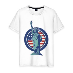 Мужская футболка хлопок Usa Liberty Statue: в городе Новоалтайск, 100% хлопок | прямой крой, круглый вырез горловины, длина до линии бедер, слегка спущенное плечо. | friends | liberty | liberty statue | logo | new york | statue | usa | друзья | нью йорк | статуя | статуя свободы | сша