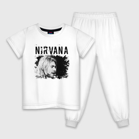 Детская пижама хлопок с принтом NIRVANA в городе Новоалтайск, 100% хлопок |  брюки и футболка прямого кроя, без карманов, на брюках мягкая резинка на поясе и по низу штанин
 | cobain | kurt donald cobain | nirvana | smile | альтернативный рок | гранж | дэйв грол | крист новоселич | курт кобейн | нирвана | смайл