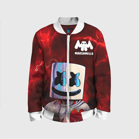 Детский бомбер 3D с принтом MARSHMELLO в городе Новоалтайск, 100% полиэстер | застегивается на молнию, по бокам два кармана без застежек, мягкие манжеты, по низу бомбера и на воротнике — эластичная резинка | marshmello | music | дым | зефир | зефирка | лого | лого marshmello | лого маршмеллоу | логотип | логотип marshmello | логотип маршмеллоу | маршиеллоу | маска | музыка | музыкант