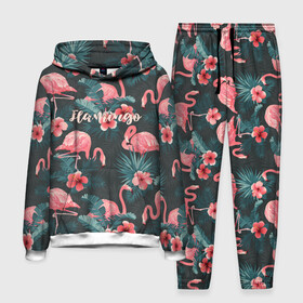 Мужской костюм 3D (с толстовкой) с принтом Flamingo в городе Новоалтайск,  |  | girl | woman | девушкам | девушки | листья | подарок | тропические цветы | фламинго | цветы