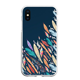 Чехол для iPhone XS Max матовый с принтом Перья в городе Новоалтайск, Силикон | Область печати: задняя сторона чехла, без боковых панелей | girl | woman | девушкам | девушки | листья | пёрышки | перья | подарок | тропические цветы | цветы