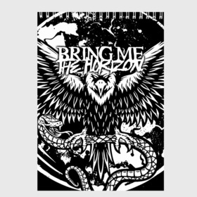 Скетчбук с принтом Bring Me the Horizon в городе Новоалтайск, 100% бумага
 | 48 листов, плотность листов — 100 г/м2, плотность картонной обложки — 250 г/м2. Листы скреплены сверху удобной пружинной спиралью | Тематика изображения на принте: bmth | metal | music | official | rca records label | rock | sempiternal | video | британская | группа | дэткор | поп | рок
