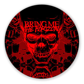 Коврик для мышки круглый с принтом Bring Me the Horizon в городе Новоалтайск, резина и полиэстер | круглая форма, изображение наносится на всю лицевую часть | Тематика изображения на принте: bmth | metal | music | official | rca records label | rock | sempiternal | video | британская | группа | дэткор | поп | рок