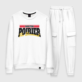 Женский костюм хлопок с принтом Dustin Poirier в городе Новоалтайск, 100% хлопок | на свитшоте круглая горловина, мягкая резинка по низу. Брюки заужены к низу, на них два вида карманов: два 