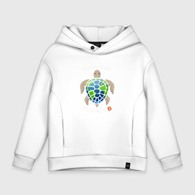 Детское худи Oversize хлопок с принтом Theres no planet B в городе Новоалтайск, френч-терри — 70% хлопок, 30% полиэстер. Мягкий теплый начес внутри —100% хлопок | боковые карманы, эластичные манжеты и нижняя кромка, капюшон на магнитной кнопке | save the planet | земля | планета | черепаха | экология