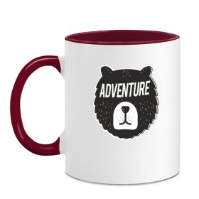 Кружка двухцветная с принтом Bear Adventure в городе Новоалтайск, керамика | объем — 330 мл, диаметр — 80 мм. Цветная ручка и кайма сверху, в некоторых цветах — вся внутренняя часть | Тематика изображения на принте: adventure | altai | altay | animal | bear | follow | forest | hipster | insta | noize | siberia | sibir | style | trip | алтай | лес | медведь | михалыч | миша | поездка | приключение | путешествие | сибирь | хипстер