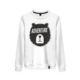 Женский свитшот хлопок с принтом Bear Adventure в городе Новоалтайск, 100% хлопок | прямой крой, круглый вырез, на манжетах и по низу широкая трикотажная резинка  | adventure | altai | altay | animal | bear | follow | forest | hipster | insta | noize | siberia | sibir | style | trip | алтай | лес | медведь | михалыч | миша | поездка | приключение | путешествие | сибирь | хипстер