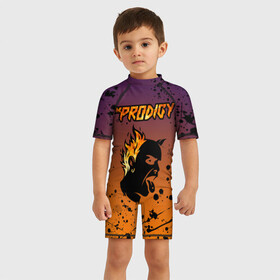 Детский купальный костюм 3D с принтом THE PRODIGY | ПРОДИДЖИ (Z) в городе Новоалтайск, Полиэстер 85%, Спандекс 15% | застежка на молнии на спине | keith charles flint | prodigy | the prodigy | альтернативный дэнс | бигбит | брейкбит | кит флинт | лиам хоулетт | максим реалити | техно | электроник рок | электропанк