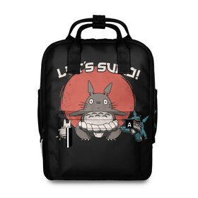 Женский рюкзак 3D с принтом TOTORO в городе Новоалтайск, 100% полиэстер | лямки с регулируемой длиной, сверху ручки, чтобы рюкзак нести как сумку. Основное отделение закрывается на молнию, как и внешний карман. Внутри два дополнительных кармана, один из которых закрывается на молнию. По бокам два дополнительных кармашка, куда поместится маленькая бутылочка
 | anime | ghibli | japan | manga | totoro | аниме | манга | миядзаки | мой сосед | тоторо | япония