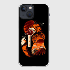 Чехол для iPhone 13 mini с принтом JAPAN FOX | ЯПОНСКАЯ ЛИСА в городе Новоалтайск,  |  | fox | japan | orange | sakura | знаки | иероглифы | лиса | сакура | символы | фудзияма | япония