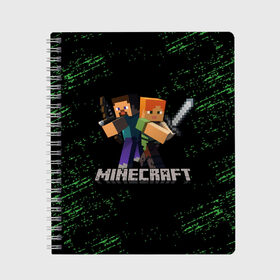 Тетрадь с принтом MINECRAFT в городе Новоалтайск, 100% бумага | 48 листов, плотность листов — 60 г/м2, плотность картонной обложки — 250 г/м2. Листы скреплены сбоку удобной пружинной спиралью. Уголки страниц и обложки скругленные. Цвет линий — светло-серый
 | creeper | game | minecraft | блоки | игра | квадраты | компьютерная игра | крипер | майнкрафт