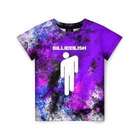 Детская футболка 3D с принтом BILLIE ELLISH в городе Новоалтайск, 100% гипоаллергенный полиэфир | прямой крой, круглый вырез горловины, длина до линии бедер, чуть спущенное плечо, ткань немного тянется | Тематика изображения на принте: billie eilish | singer | айлиш | бейрд о’коннелл | билли | билли айлиш | брюнетка | певица