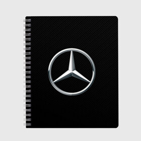 Тетрадь с принтом MERCEDES-BENZ CARBON в городе Новоалтайск, 100% бумага | 48 листов, плотность листов — 60 г/м2, плотность картонной обложки — 250 г/м2. Листы скреплены сбоку удобной пружинной спиралью. Уголки страниц и обложки скругленные. Цвет линий — светло-серый
 | Тематика изображения на принте: amg | auto | carbon | mercedes | sport | авто | автомобиль | автомобильные | амг | бренд | карбон | марка | машины | мерседес | спорт