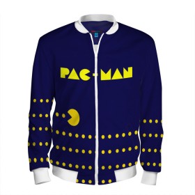 Мужской бомбер 3D с принтом PAC-MAN в городе Новоалтайск, 100% полиэстер | застегивается на молнию, по бокам два кармана без застежек, по низу бомбера и на воротнике - эластичная резинка | 1980 | game | ghostbusters | pac man | игра | монстры | охотники за привидениями | пэкмен | уровень | ход