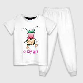 Детская пижама хлопок с принтом Crazy girl в городе Новоалтайск, 100% хлопок |  брюки и футболка прямого кроя, без карманов, на брюках мягкая резинка на поясе и по низу штанин
 | crazy | веселая | девочка | девчонка | детский | дочка | жизнерадостная | забавная | любимая | перевернутая | подруга | рисунок | сумасшедшая | энергичная