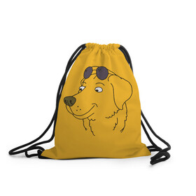 Рюкзак-мешок 3D с принтом Mr. Peanutbutter в городе Новоалтайск, 100% полиэстер | плотность ткани — 200 г/м2, размер — 35 х 45 см; лямки — толстые шнурки, застежка на шнуровке, без карманов и подкладки | bojack horseman | mr. peanutbutter | конь боджек | мистер арахисовое масло | мистер подхвост