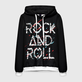 Мужская толстовка 3D с принтом Rock And Roll в городе Новоалтайск, 100% полиэстер | двухслойный капюшон со шнурком для регулировки, мягкие манжеты на рукавах и по низу толстовки, спереди карман-кенгуру с мягким внутренним слоем. | модный | музыка | надписи | надпись | песня | рок н ролл | символы | сообщение | танец | текст | фраза | цитаты | черный