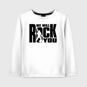 Детский лонгслив хлопок с принтом Queen - We Will Rock You (двусторонняя) в городе Новоалтайск, 100% хлопок | круглый вырез горловины, полуприлегающий силуэт, длина до линии бедер | freddie mercury | paul rodgers | queen | quen | the | богемская рапсодия | брайан мэй | глэм | группа | джон дикон | квин | королева | куин | меркури | меркьюри | музыкант | мэркури | песня | поп | роджер тейлор | рок