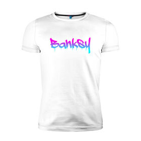 Мужская футболка хлопок Slim с принтом BANKSY в городе Новоалтайск, 92% хлопок, 8% лайкра | приталенный силуэт, круглый вырез ворота, длина до линии бедра, короткий рукав | artist | banksy | graffiti | street wear | бэнкси | граффити | искусство | надписи | уличный художник
