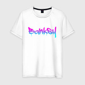 Мужская футболка хлопок с принтом BANKSY в городе Новоалтайск, 100% хлопок | прямой крой, круглый вырез горловины, длина до линии бедер, слегка спущенное плечо. | artist | banksy | graffiti | street wear | бэнкси | граффити | искусство | надписи | уличный художник