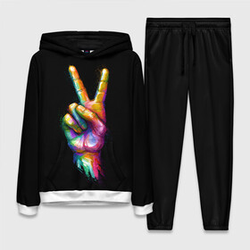 Женский костюм 3D (с толстовкой) с принтом V в городе Новоалтайск,  |  | finger | fingers | gesture | glitch | hand | peace | sign | v | victory | глитч | жест | знак | краски | лич | мир | палец | пальцами | пальцы | победа | рука | руки | сигна | хиппи