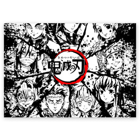 Поздравительная открытка с принтом KIMETSU NO YAIBA в городе Новоалтайск, 100% бумага | плотность бумаги 280 г/м2, матовая, на обратной стороне линовка и место для марки
 | demon slayer | kimetsu no yaiba | nezuko | shinobu | slayer | tanjiro | zenitsu | гию томиока | зенитцу | иноске хашибира | клинок рассекающий демонов | незуко | танджиро | шинобу кочо