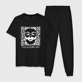 Мужская пижама хлопок с принтом MR.ROBOT в городе Новоалтайск, 100% хлопок | брюки и футболка прямого кроя, без карманов, на брюках мягкая резинка на поясе и по низу штанин
 | darknet | hack | hacker | mr.robot | robot | взломщик | даркнет | мистер робот | программист | робот | хакер