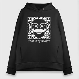 Женское худи Oversize хлопок с принтом MR ROBOT в городе Новоалтайск, френч-терри — 70% хлопок, 30% полиэстер. Мягкий теплый начес внутри —100% хлопок | боковые карманы, эластичные манжеты и нижняя кромка, капюшон на магнитной кнопке | darknet | hack | hacker | mr.robot | robot | взломщик | даркнет | мистер робот | программист | робот | хакер