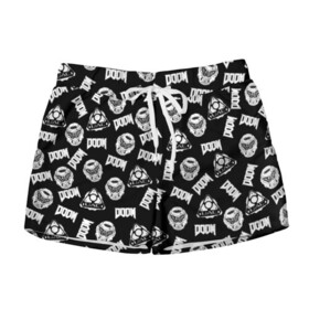 Женские шорты 3D Doom Eternal: в городе Новоалтайск, 100% полиэстер | прямой крой, два кармана без застежек по бокам. Мягкая трикотажная резинка на поясе, внутри которой широкие завязки. Длина до середины бедра | doodling | doom | doom eternal | fps | game | games | hell | pattern | shooter | shotgun | textures | tiles | ад | дробовик | дудлинг | дум | думгай | игра | игры | паттерны | тайлы | текстуры | фон