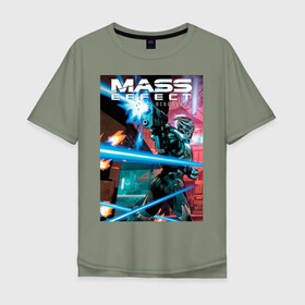Мужская футболка хлопок Oversize с принтом Mass effect в городе Новоалтайск, 100% хлопок | свободный крой, круглый ворот, “спинка” длиннее передней части | game | games | rpg | гаррус вакариан | масс эффект | турианец | шепард