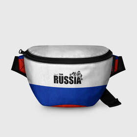 Поясная сумка 3D с принтом Russia в городе Новоалтайск, 100% полиэстер | плотная ткань, ремень с регулируемой длиной, внутри несколько карманов для мелочей, основное отделение и карман с обратной стороны сумки застегиваются на молнию | ru | rus | russia | герб | двуглавый | империя | коман | лого | логотип | надпись | национальный | орел | отечественный | патриот | россии | российская | российский | россия | русич | русская | русский | русь