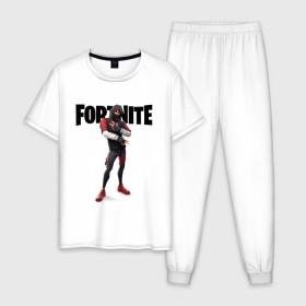 Мужская пижама хлопок с принтом FORTNITE IKONIK в городе Новоалтайск, 100% хлопок | брюки и футболка прямого кроя, без карманов, на брюках мягкая резинка на поясе и по низу штанин
 | Тематика изображения на принте: fortnite | fortnite 2 | fortnite x | ikonik | marshmello | ninja | ninja streamer | иконик | маршмелло | ниндзя | фортнайт | фортнайт 2 | фортнайт глава 2